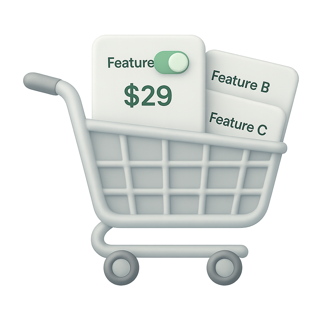 3D Shopping Cart with feature pricing